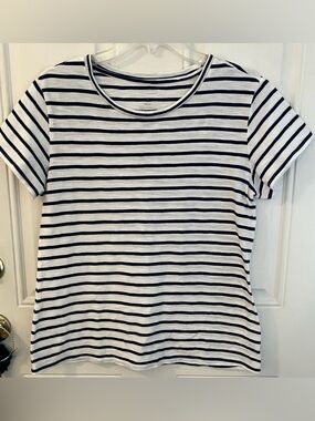 LC Lauren Conrad Short Sleeve Tee Basque/Darkest Navy Striped Shirt-XL